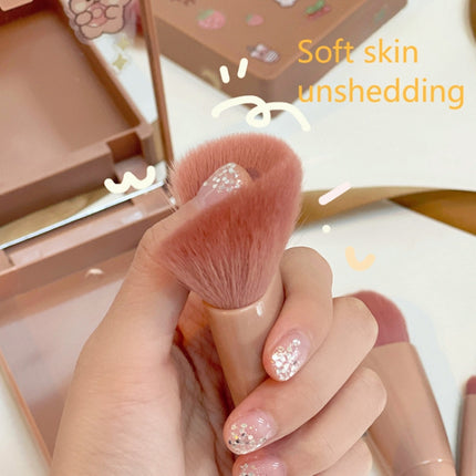 5pcs/Set Medium Portable Makeup Brush Set With Mirror Mini Multifunctional Makeup Brush