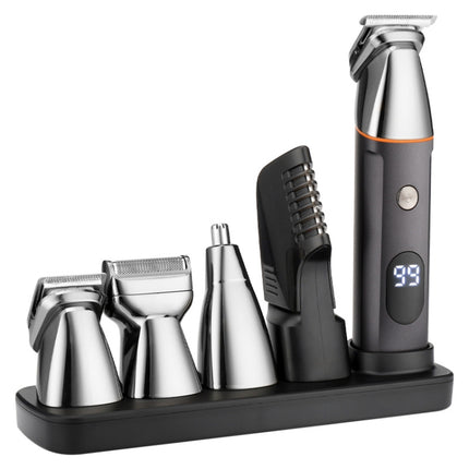 5 In 1 Haircut Digital Display Water Washing Shaver Nose Hair Electric Push Shear Set, LK-881 5 In 1 (Silver)