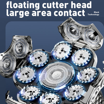 9 Knife Head Multifunctional USB Shaver Full Body Water Washing Shaver Men Hair Bald, 6 In 1