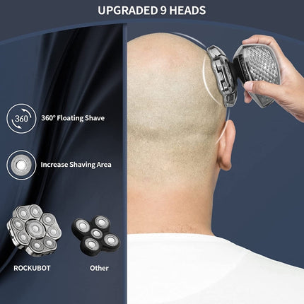 9 Knife Head Multifunctional USB Shaver Full Body Water Washing Shaver Men Hair Bald, 6 In 1