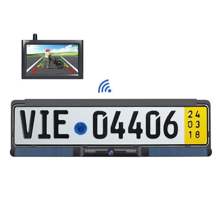 Solar Integrated License Plate Frame Vehicle Camera Wireless Reversing Display, RC03