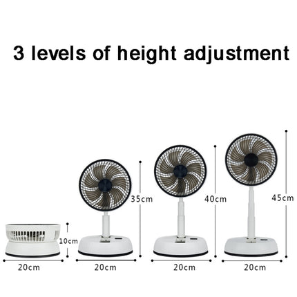 8-inch Portable Folding Telescopic Fan Can Shake Head with Timing & Remote Control, White 6000 mAh