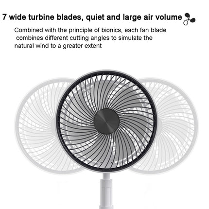 8-inch Portable Folding Telescopic Fan Can Shake Head with Timing & Remote Control, White 6000 mAh