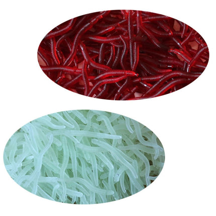 3.5cm Fishy Red Earthworm Fake Bait Luminous Fish Lure, 5bags 20pcs/bag, 5bags 50pcs/bag, 5bags 100pcs/bag, 5bags 200pcs/bag
