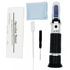 Handheld Refractometer Fruit Sugar Meter Brix Tester 0-32 Measuring Range, RF001BX With Plastic box