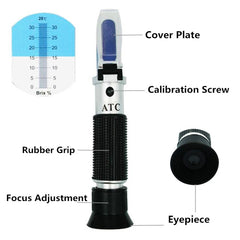 Handheld Refractometer Fruit Sugar Meter Brix Tester 0-32 Measuring Range, RF001BX With Plastic box