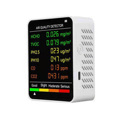 PM2.5/PM10 Air Quality Detector Indoor Air Quality Monitor, 6 in 1 Air Quality Detector White, 6 in 1 Air Quality Detector Black