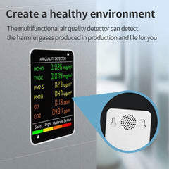 PM2.5/PM10 Air Quality Detector Indoor Air Quality Monitor, 6 in 1 Air Quality Detector White, 6 in 1 Air Quality Detector Black