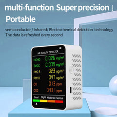 PM2.5/PM10 Air Quality Detector Indoor Air Quality Monitor, 6 in 1 Air Quality Detector White, 6 in 1 Air Quality Detector Black