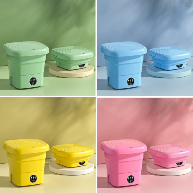 Mini Portable Folding Household Washing Machine Underwear Washer, Fruit Green, Lake Blue, Fruit Green + Blue Light Antibacterial
