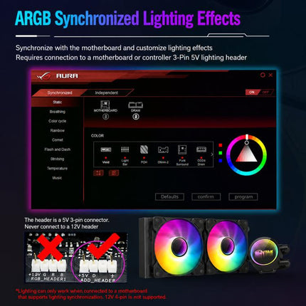 EVESKY  Water Cooler Cpu Fan RGB Fan Liquid Heatsink Integrated Radiator, 120mm Colorful, 120mm RGB, 240mm, 360mm