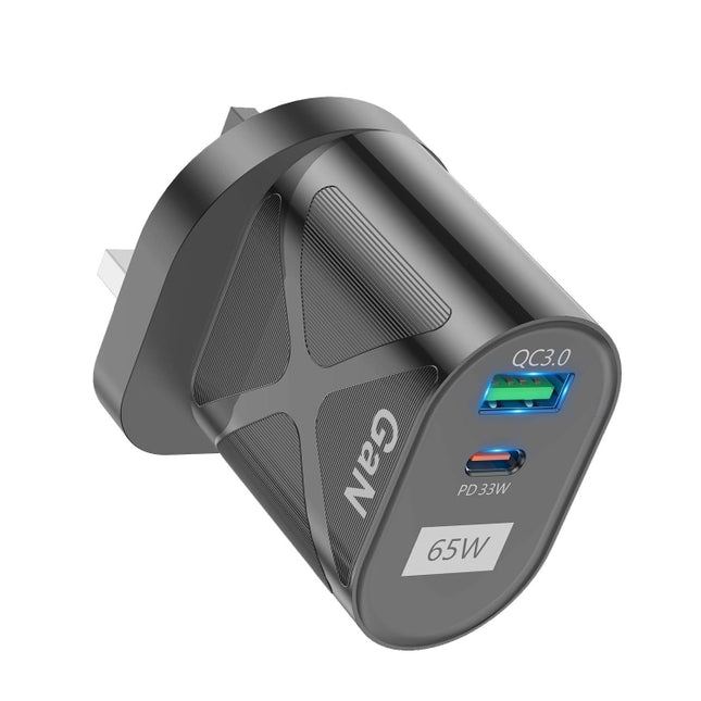 65W GAN PD + QC3.0 Fast Charger Phone Notebook Computer Universal Charging Head, EU Plug Black, UK Plug Black, US Plug Black, AU Plug Black, EU Plug White, UK Plug White, US Plug White, AU Plug White