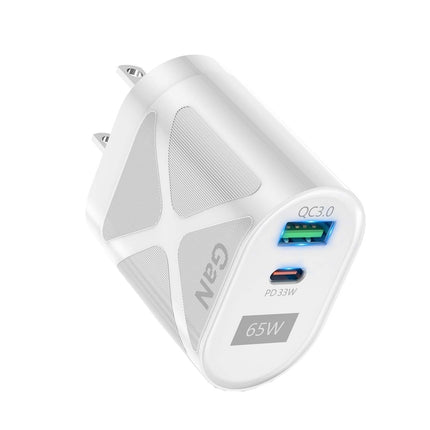 65W GAN PD + QC3.0 Fast Charger Phone Notebook Computer Universal Charging Head, EU Plug Black, UK Plug Black, US Plug Black, AU Plug Black, EU Plug White, UK Plug White, US Plug White, AU Plug White