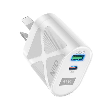 65W GAN PD + QC3.0 Fast Charger Phone Notebook Computer Universal Charging Head, EU Plug Black, UK Plug Black, US Plug Black, AU Plug Black, EU Plug White, UK Plug White, US Plug White, AU Plug White
