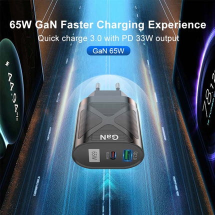 65W GAN PD + QC3.0 Fast Charger Phone Notebook Computer Universal Charging Head, EU Plug Black, UK Plug Black, US Plug Black, AU Plug Black, EU Plug White, UK Plug White, US Plug White, AU Plug White