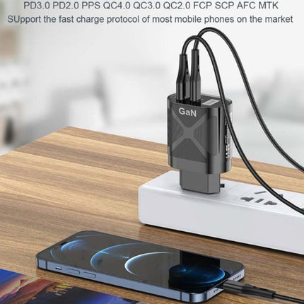 65W GAN PD + QC3.0 Fast Charger Phone Notebook Computer Universal Charging Head, EU Plug Black, UK Plug Black, US Plug Black, AU Plug Black, EU Plug White, UK Plug White, US Plug White, AU Plug White