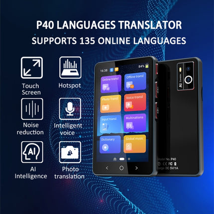 P40 Multi-country Smart Translator Simultaneous Interpretation Photo Offline Translation Recording to Translation, P40 (Black), P40 (White)