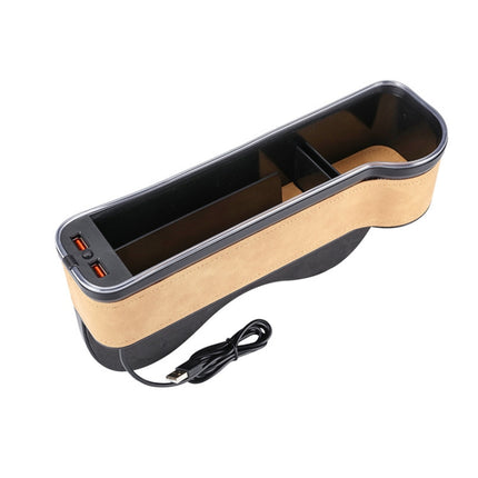 Car Central Control Seat Gap Storage Box with Dual USB Ambient Lights, Suede Wine Red Principal Driver, Suede Wine Red Co-pilot, Suede Coffee Principal Driver, Suede Coffee Co-pilot, Suede Black Principal Driver, Suede Black Co-pilot                   ...