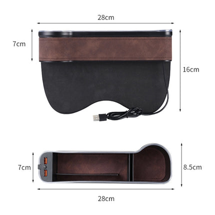 Car Central Control Seat Gap Storage Box with Dual USB Ambient Lights, Suede Wine Red Principal Driver, Suede Wine Red Co-pilot, Suede Coffee Principal Driver, Suede Coffee Co-pilot, Suede Black Principal Driver, Suede Black Co-pilot                   ...