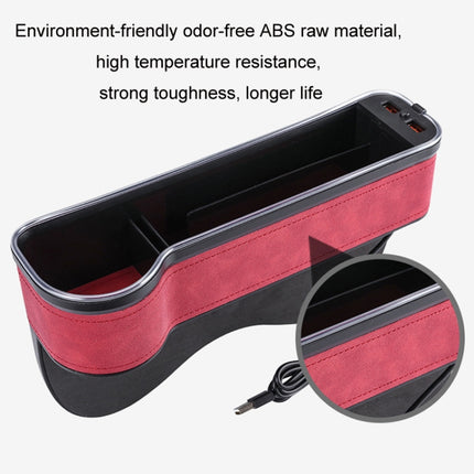 Car Central Control Seat Gap Storage Box with Dual USB Ambient Lights, Suede Wine Red Principal Driver, Suede Wine Red Co-pilot, Suede Coffee Principal Driver, Suede Coffee Co-pilot, Suede Black Principal Driver, Suede Black Co-pilot                   ...