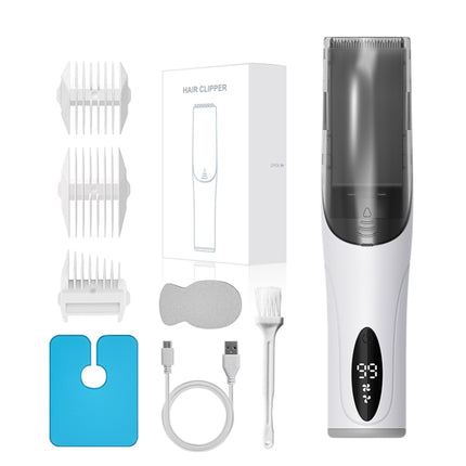 Electric Waterproof Hairdresser Children Low Noise Rechargeable Push Clipper, Digital Version White, Suction Upgrade Version White