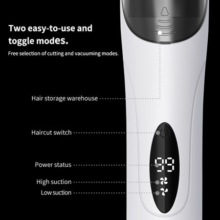 Electric Waterproof Hairdresser Children Low Noise Rechargeable Push Clipper, Digital Version White, Suction Upgrade Version White