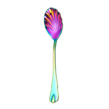 Stainless Steel Water Droplet Shell Spoon Ice Cream Spoon Coffee Mixing Spoon, Stainless Steel Color, Gold, Rose Gold, Colorful, Blue, Black