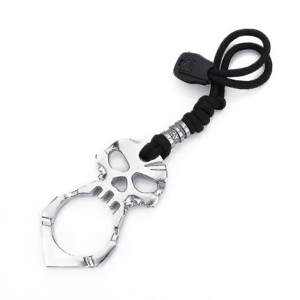 Rose Thorn Single Finger Buckle Self-defense Broken Window Keychain, Skull(Black), Skull(Gold), Skull(Silver)
