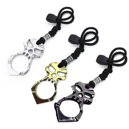 Rose Thorn Single Finger Buckle Self-defense Broken Window Keychain, Skull(Black), Skull(Gold), Skull(Silver)