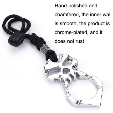 Rose Thorn Single Finger Buckle Self-defense Broken Window Keychain, Skull(Black), Skull(Gold), Skull(Silver)