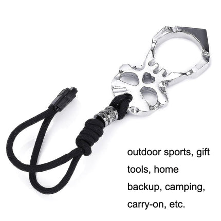 Rose Thorn Single Finger Buckle Self-defense Broken Window Keychain, Skull(Black), Skull(Gold), Skull(Silver)