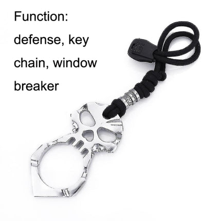 Rose Thorn Single Finger Buckle Self-defense Broken Window Keychain, Skull(Black), Skull(Gold), Skull(Silver)