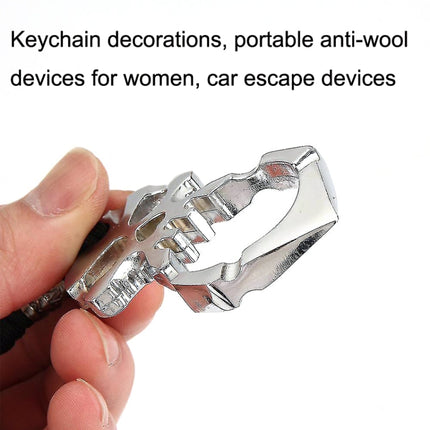 Rose Thorn Single Finger Buckle Self-defense Broken Window Keychain, Skull(Black), Skull(Gold), Skull(Silver)