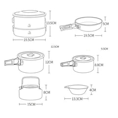 Hewolf HW-K1779 4-5 People Outdoor Aluminum Stove Portable Storage Camping Set