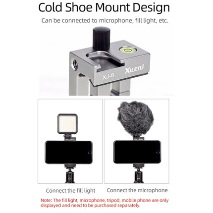 XILETU XJ-8 Aluminum Alloy Camera Head Tripod Mobile Phone Clip