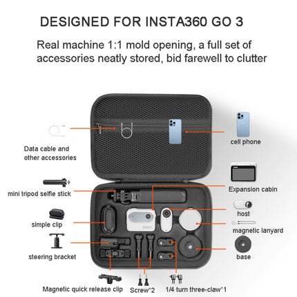 For Insta360 GO 3  XFJI Storage Bag Portable Travel Bag Complete Carrying Case, For Insta360 GO 3