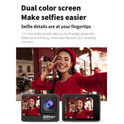 5K/30FPS WIFI HD Anti-Shake Remote Touch Dual-Screen IP68 Waterproof Sports Camera