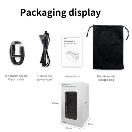 For DJI Mavic 3 Series LKTOP 200W 3-Channel Battery Charger