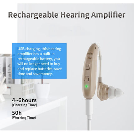 USB Charging Earhook Noise Reduction Hearing Aid Sound Amplifier