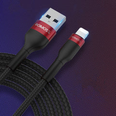 ROMOSS  CB12B 2.4A 8 Pin Fast Charging Cable For IPhone / IPad Data Cable 2m, 2m Red Black, 2m Gray Black, 2m Blue