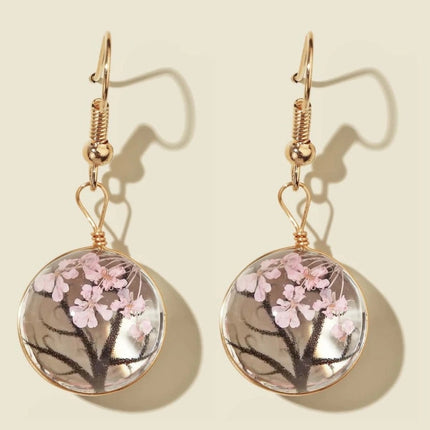 DIY Handmade Glass Dried Flowers Gypsophila Earrings