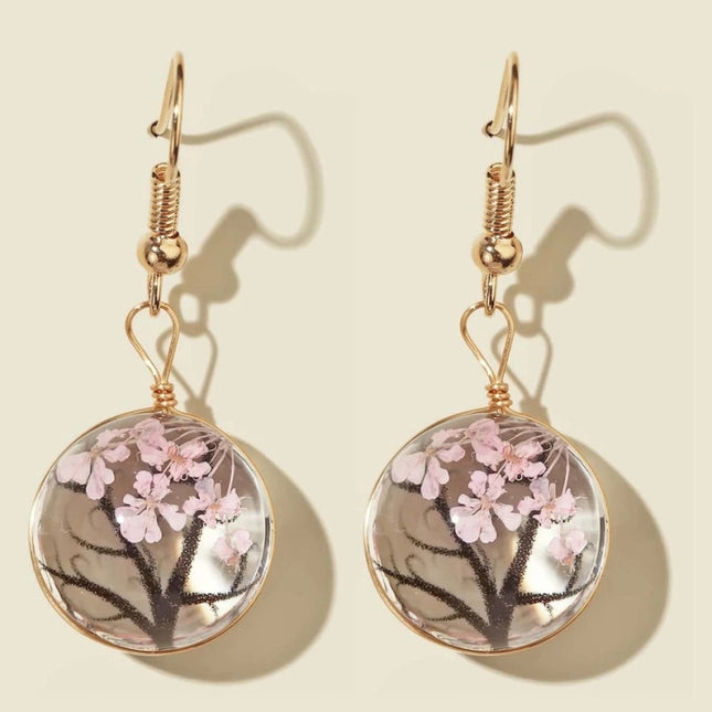 DIY Handmade Glass Dried Flowers Gypsophila Earrings
