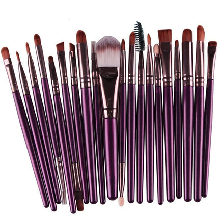 20pcs/set Wooden Handle Makeup Brush Set Beauty Tool Brushes, Coffee, Gold+Black, Black+White, Full Black, Black+Coffee, Brown+White, Gold+Pink, Brown+Green, Brown+Pink, Brown+Black, Gold+White, Gold+Green, Black+Green, Black+Pink, Brown+Purple        ...
