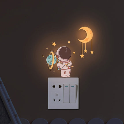 Luminous Astronaut Stars Moon Switch Stickers Children Room Luminous Decorative Wall Stickers, Blue, Green, Pink