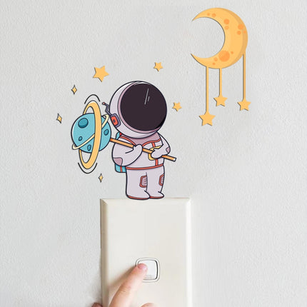 Luminous Astronaut Stars Moon Switch Stickers Children Room Luminous Decorative Wall Stickers, Blue, Green, Pink