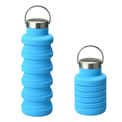 500ml Outdoor Sports Silicone Telescopic Cup Portable Foldable Travel Water Kettle, Blue Handle Lid, Orange Handle Lid, Gray Handle Lid, Purple Handle Lid, Black Handle Lid