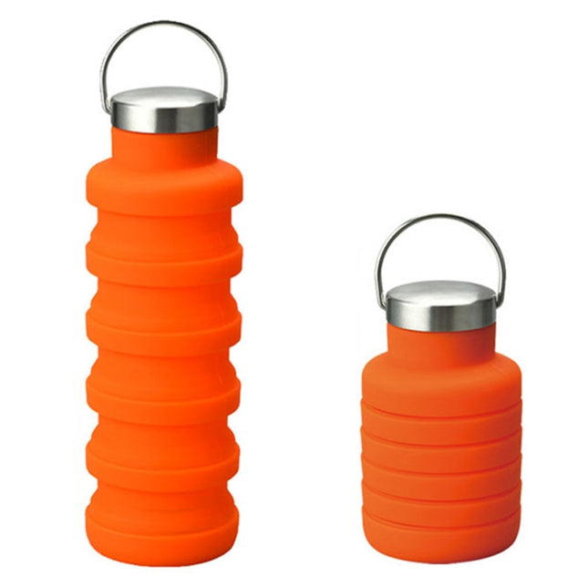 500ml Outdoor Sports Silicone Telescopic Cup Portable Foldable Travel Water Kettle, Blue Handle Lid, Orange Handle Lid, Gray Handle Lid, Purple Handle Lid, Black Handle Lid