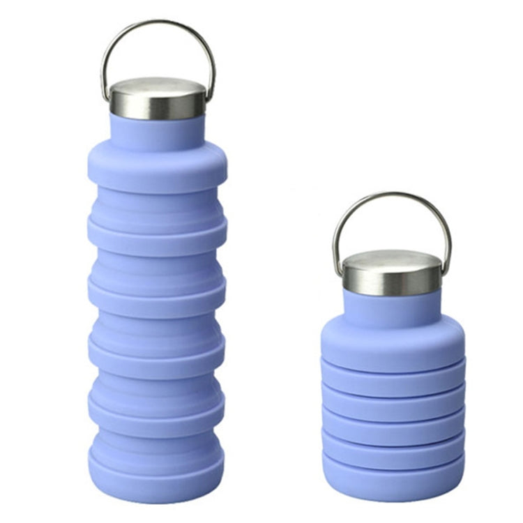 500ml Outdoor Sports Silicone Telescopic Cup Portable Foldable Travel Water Kettle, Blue Handle Lid, Orange Handle Lid, Gray Handle Lid, Purple Handle Lid, Black Handle Lid