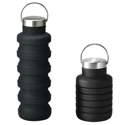 500ml Outdoor Sports Silicone Telescopic Cup Portable Foldable Travel Water Kettle, Blue Handle Lid, Orange Handle Lid, Gray Handle Lid, Purple Handle Lid, Black Handle Lid
