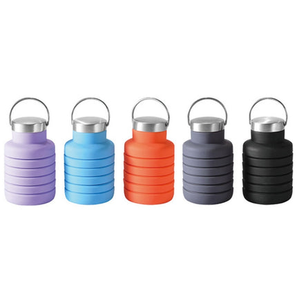 500ml Outdoor Sports Silicone Telescopic Cup Portable Foldable Travel Water Kettle, Blue Handle Lid, Orange Handle Lid, Gray Handle Lid, Purple Handle Lid, Black Handle Lid